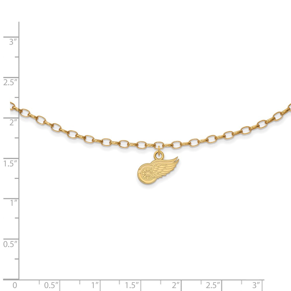 Sterling Silver Gold-plated NHL LogoArt Detroit Red Wings 9 inch Anklet
