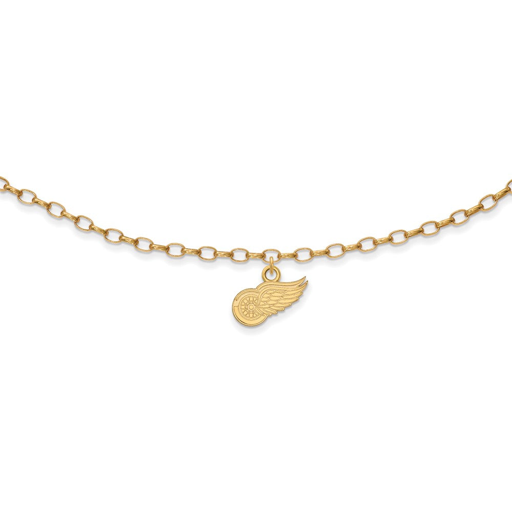 Sterling Silver Gold-plated NHL LogoArt Detroit Red Wings 9 inch Anklet
