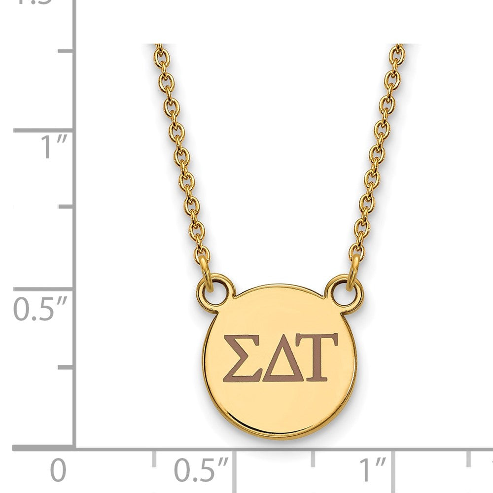 Sterling Silver Gold-plated LogoArt Sigma Delta Tau Sorority Greek Letters Small Color Enamel Pendant 18 inch Necklace