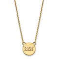 Sterling Silver Gold-plated LogoArt Sigma Delta Tau Sorority Greek Letters Small Color Enamel Pendant 18 inch Necklace