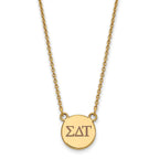 Sterling Silver Gold-plated LogoArt Sigma Delta Tau Sorority Greek Letters Small Color Enamel Pendant 18 inch Necklace