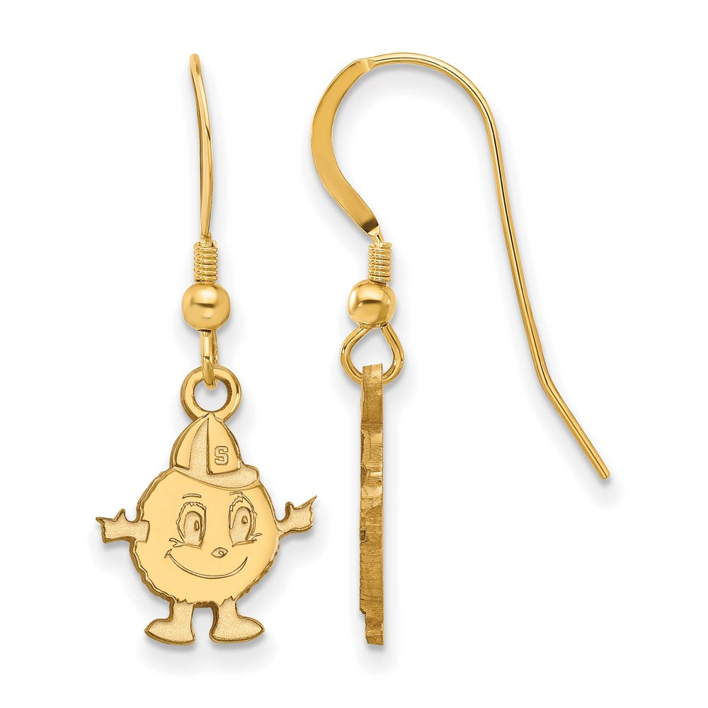 Sterling Silver Gold-plated LogoArt Syracuse University Mascot Small Dangle Wire Earrings
