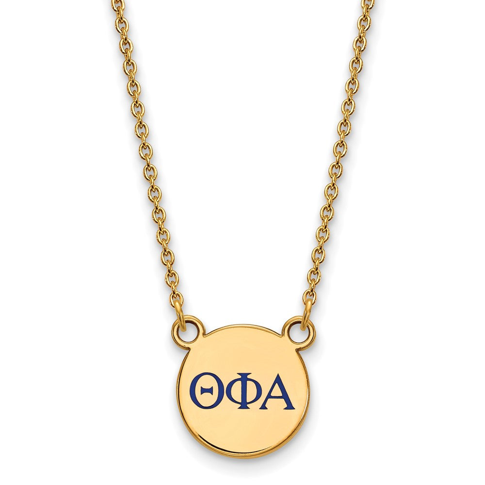 Sterling Silver Gold-plated LogoArt Theta Phi Alpha Sorority Greek Letters Small Color Enamel Pendant 18 inch Necklace
