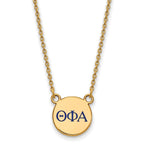 Sterling Silver Gold-plated LogoArt Theta Phi Alpha Sorority Greek Letters Small Color Enamel Pendant 18 inch Necklace