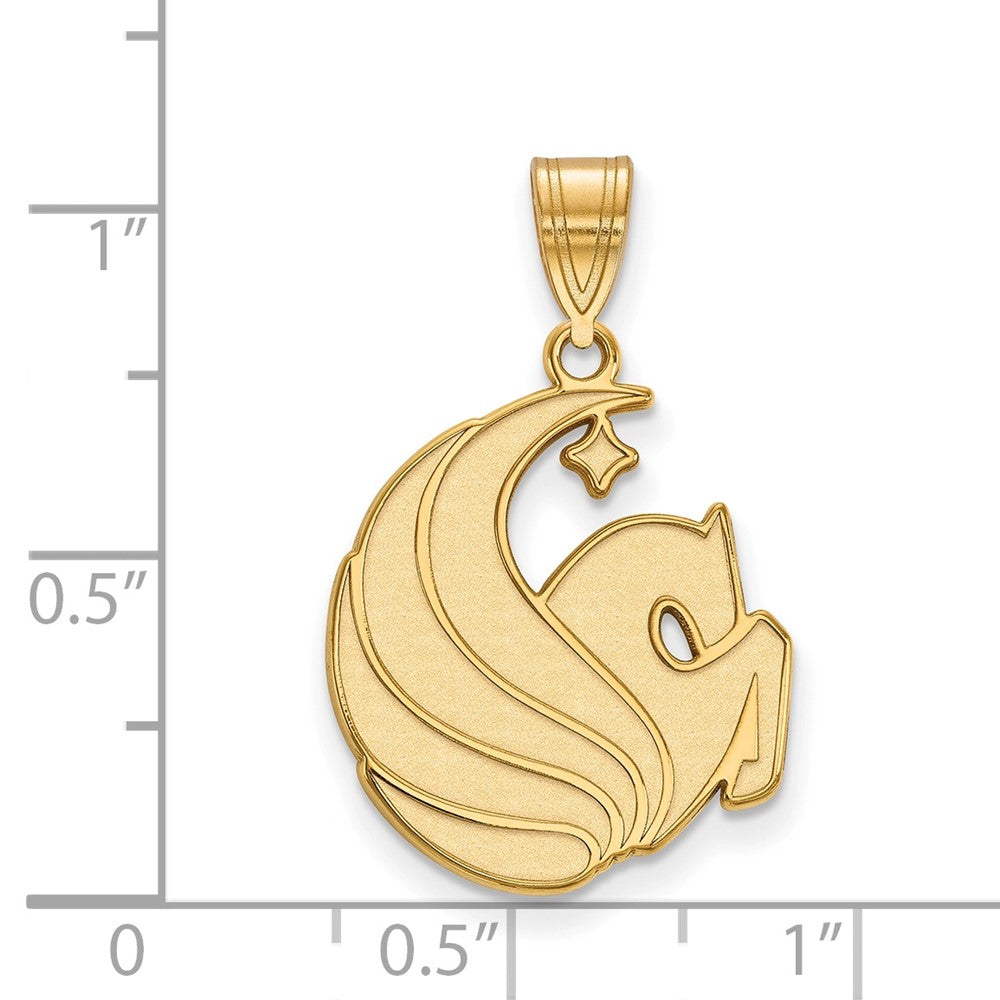 Sterling Silver Gold-plated LogoArt University of Central Florida Pegasus Large Pendant