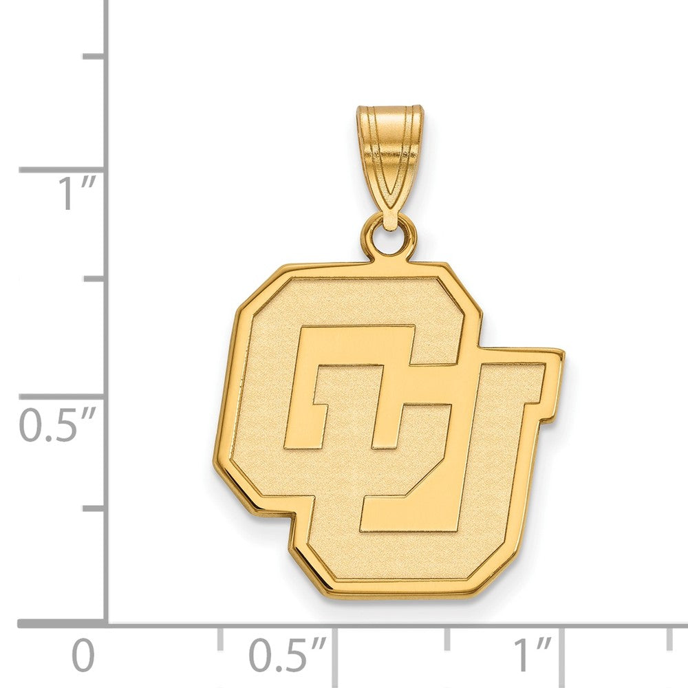 Sterling Silver Gold-plated LogoArt University of Colorado C-U Large Pendant