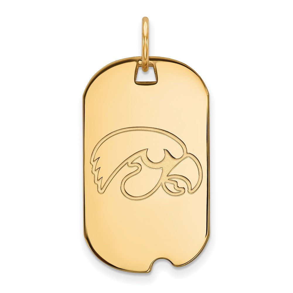 14k Gold LogoArt University of Iowa Hawk Small Dog Tag Pendant