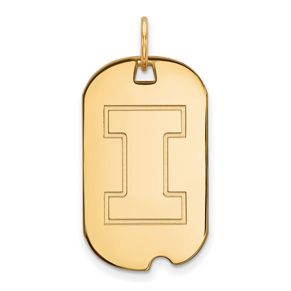 Sterling Silver Gold-plated LogoArt University of Illinois Letter I Small Dog Tag Pendant