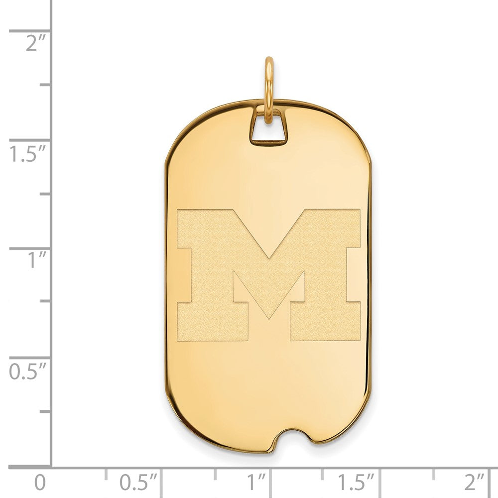 Sterling Silver Gold-plated LogoArt University of Michigan Letter M Large Dog Tag Pendant
