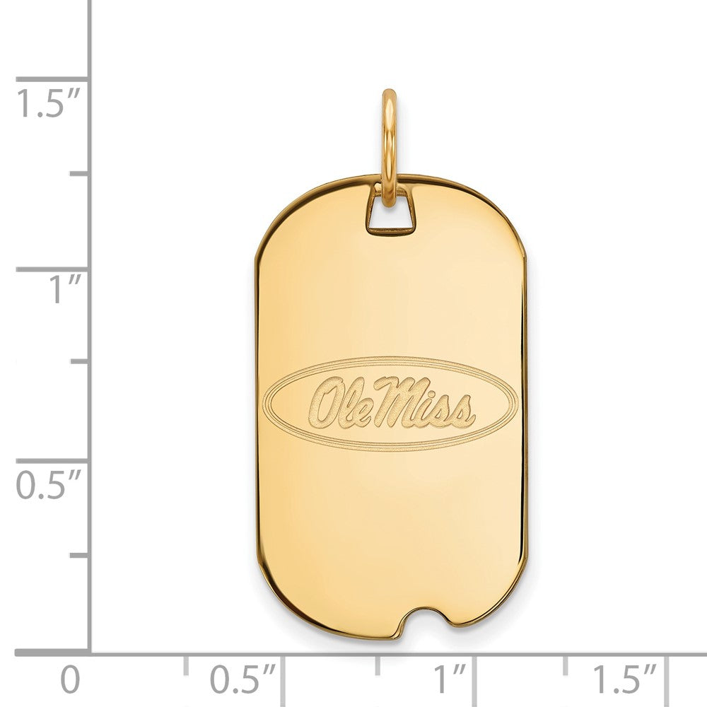 10k Gold LogoArt University of Mississippi Ole Miss Small Dog Tag Pendant