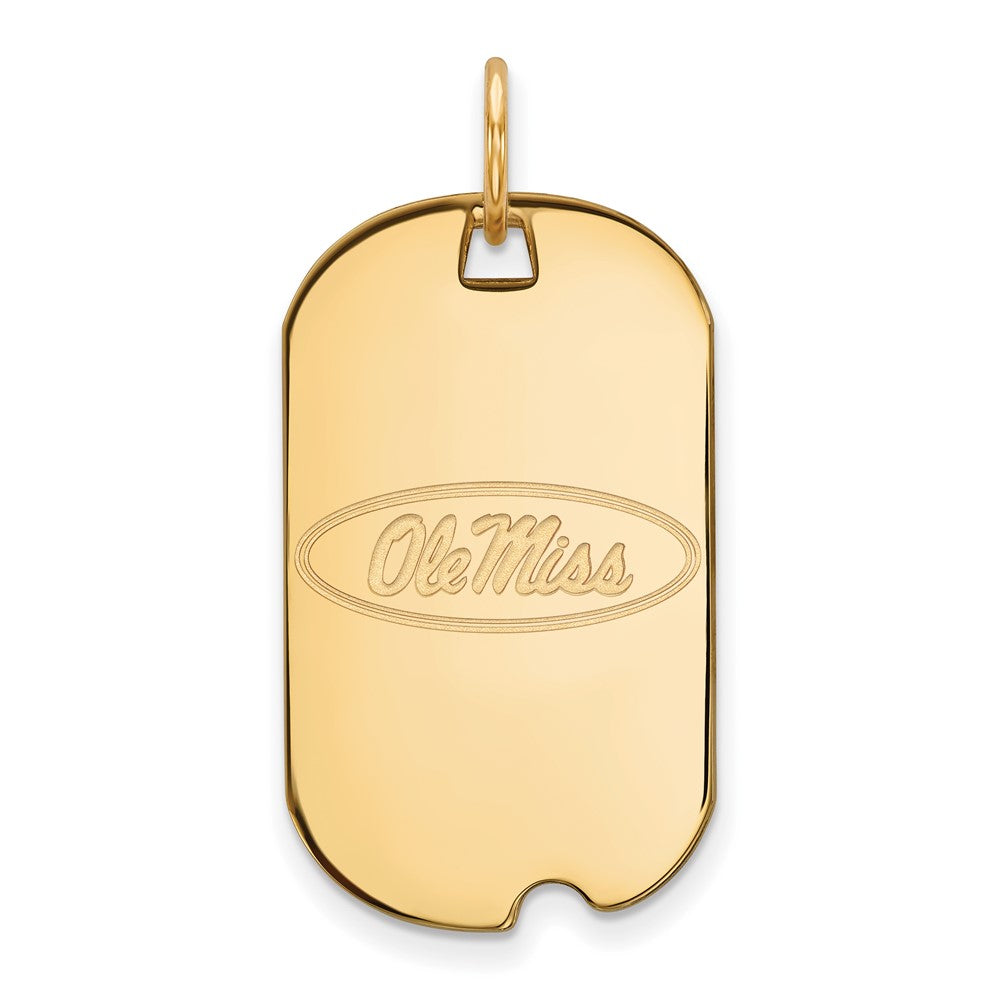 Sterling Silver Gold-plated LogoArt University of Mississippi Ole Miss Small Dog Tag Pendant