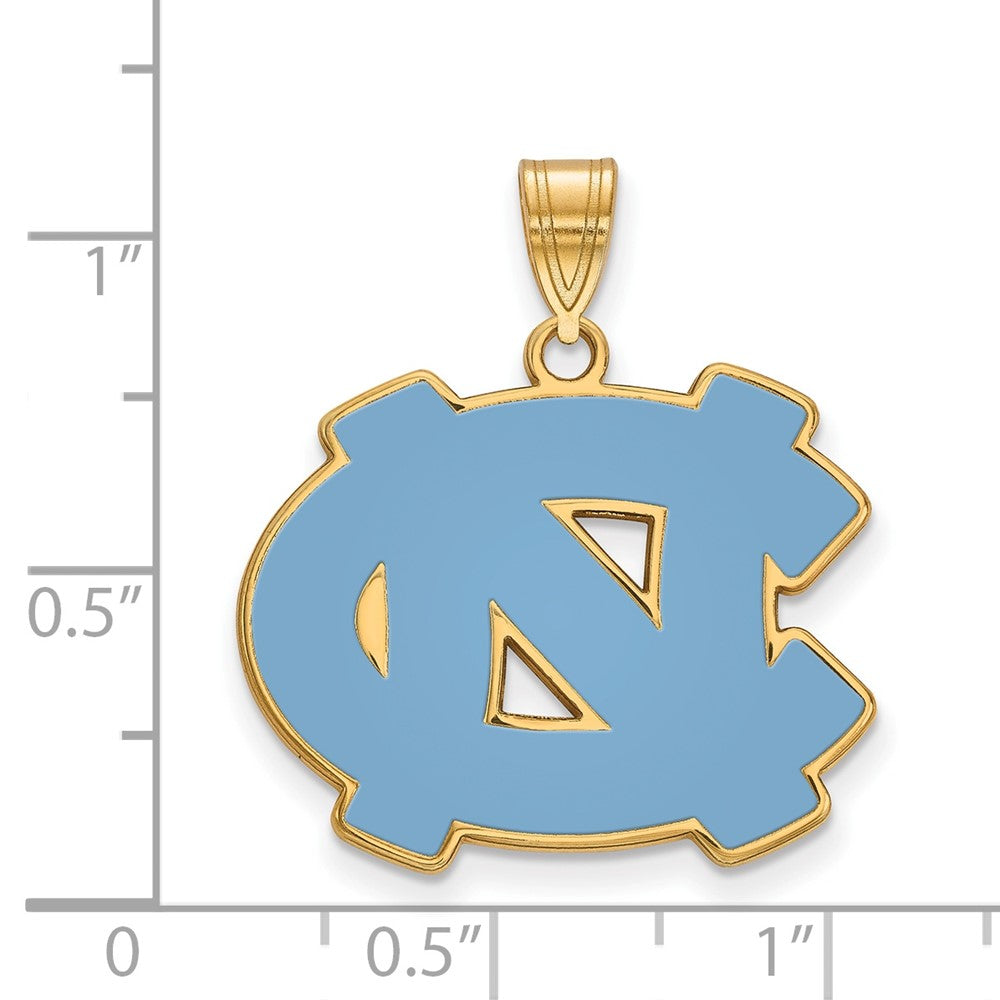 Sterling Silver Gold-plated LogoArt University of North Carolina N-C Large Enameled Pendant