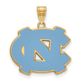 Sterling Silver Gold-plated LogoArt University of North Carolina N-C Large Enameled Pendant