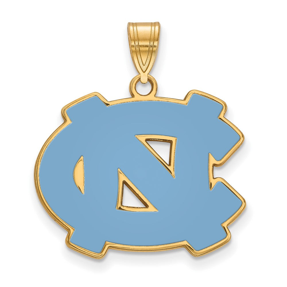 Sterling Silver Gold-plated LogoArt University of North Carolina N-C Large Enameled Pendant