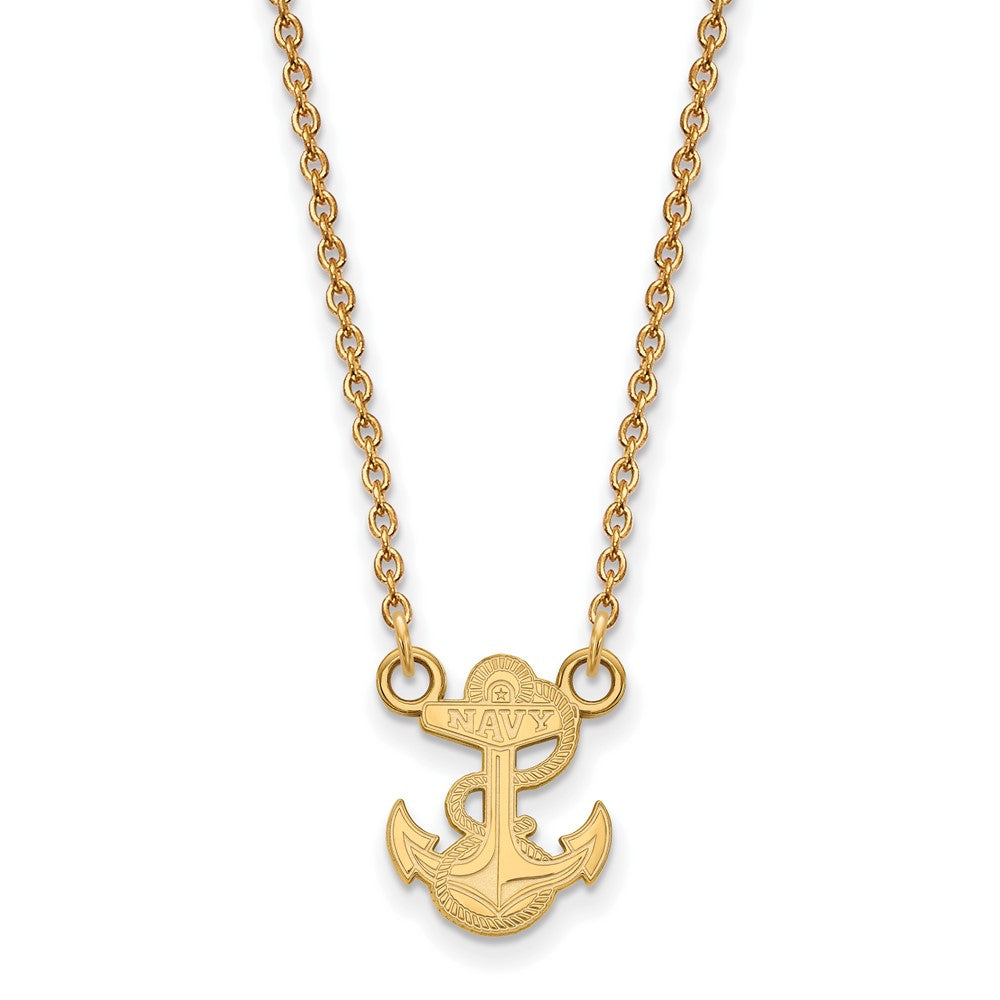 10k Gold LogoArt US Naval Academy Anchor Small Pendant 18 inch Necklace