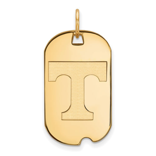 10k Gold LogoArt University of Tennessee Letter T Small Dog Tag Pendant
