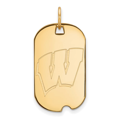 10k Gold LogoArt University of Wisconsin Letter W Small Dog Tag Pendant