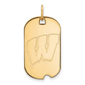 14k Gold LogoArt University of Wisconsin Letter W Small Dog Tag Pendant