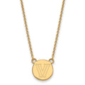 Sterling Silver Gold-plated LogoArt Villanova University Letter V Small Disc 18 inch Necklace