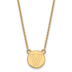 Sterling Silver Gold-plated LogoArt Villanova University Letter V Small Disc 18 inch Necklace