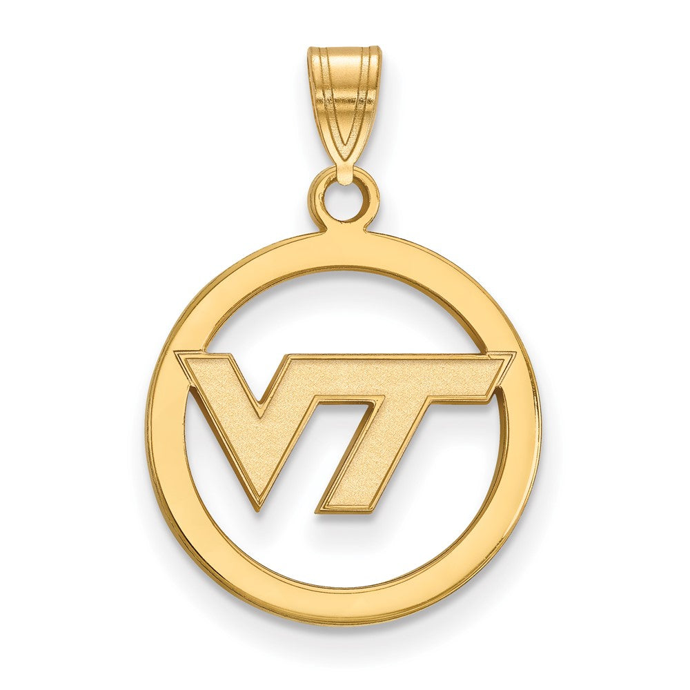 Sterling Silver Gold-plated LogoArt Virginia Tech V-T Med Circle Pendant