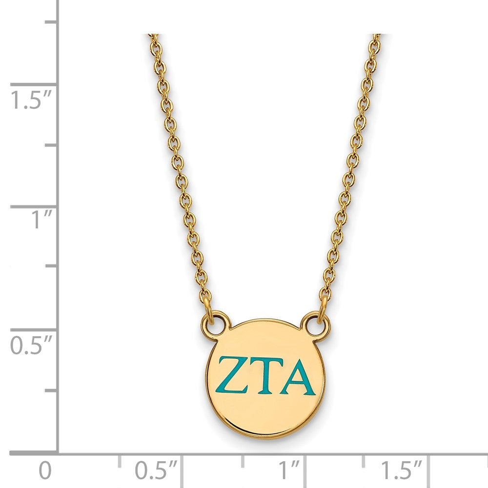 Sterling Silver Gold-plated LogoArt Zeta Tau Alpha Sorority Greek Letters Small Color Enamel Pendant 18 inch Necklace