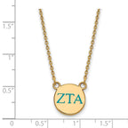 Sterling Silver Gold-plated LogoArt Zeta Tau Alpha Sorority Greek Letters Small Color Enamel Pendant 18 inch Necklace
