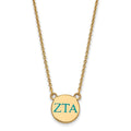 Sterling Silver Gold-plated LogoArt Zeta Tau Alpha Sorority Greek Letters Small Color Enamel Pendant 18 inch Necklace