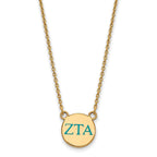 Sterling Silver Gold-plated LogoArt Zeta Tau Alpha Sorority Greek Letters Small Color Enamel Pendant 18 inch Necklace