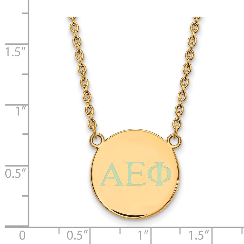Sterling Silver Gold-plated LogoArt Alpha Epsilon Phi Sorority Greek Letters Small Color Enamel Pendant 18 inch Necklace