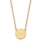 Sterling Silver Gold-plated LogoArt Alpha Epsilon Phi Sorority Greek Letters Small Color Enamel Pendant 18 inch Necklace