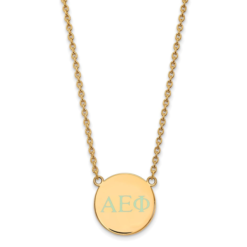 Sterling Silver Gold-plated LogoArt Alpha Epsilon Phi Sorority Greek Letters Small Color Enamel Pendant 18 inch Necklace