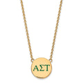 Sterling Silver Gold-plated LogoArt Alpha Sigma Tau Sorority Greek Letters Large Color Enamel Pendant 18 inch Necklace