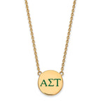 Sterling Silver Gold-plated LogoArt Alpha Sigma Tau Sorority Greek Letters Large Color Enamel Pendant 18 inch Necklace