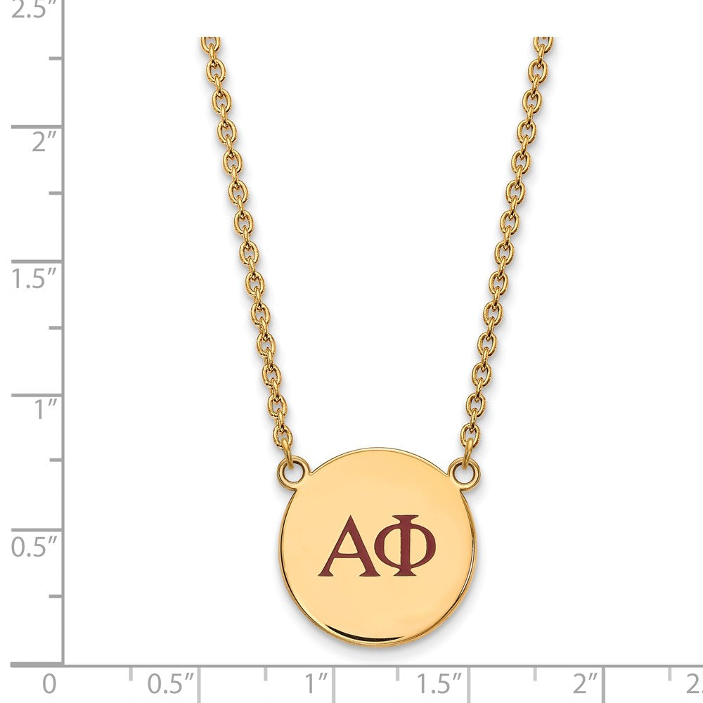 Sterling Silver Gold-plated LogoArt Alpha Phi Sorority Greek Letters Large Color Enamel Pendant 18 inch Necklace