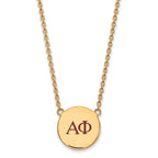 Sterling Silver Gold-plated LogoArt Alpha Phi Sorority Greek Letters Large Color Enamel Pendant 18 inch Necklace