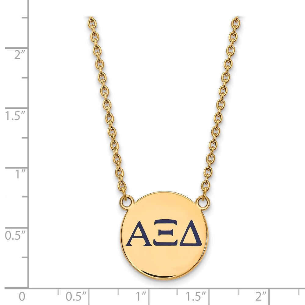 Sterling Silver Gold-plated LogoArt Alpha Xi Delta Sorority Greek Letters Large Color Enamel Pendant 18 inch Necklace