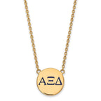 Sterling Silver Gold-plated LogoArt Alpha Xi Delta Sorority Greek Letters Large Color Enamel Pendant 18 inch Necklace
