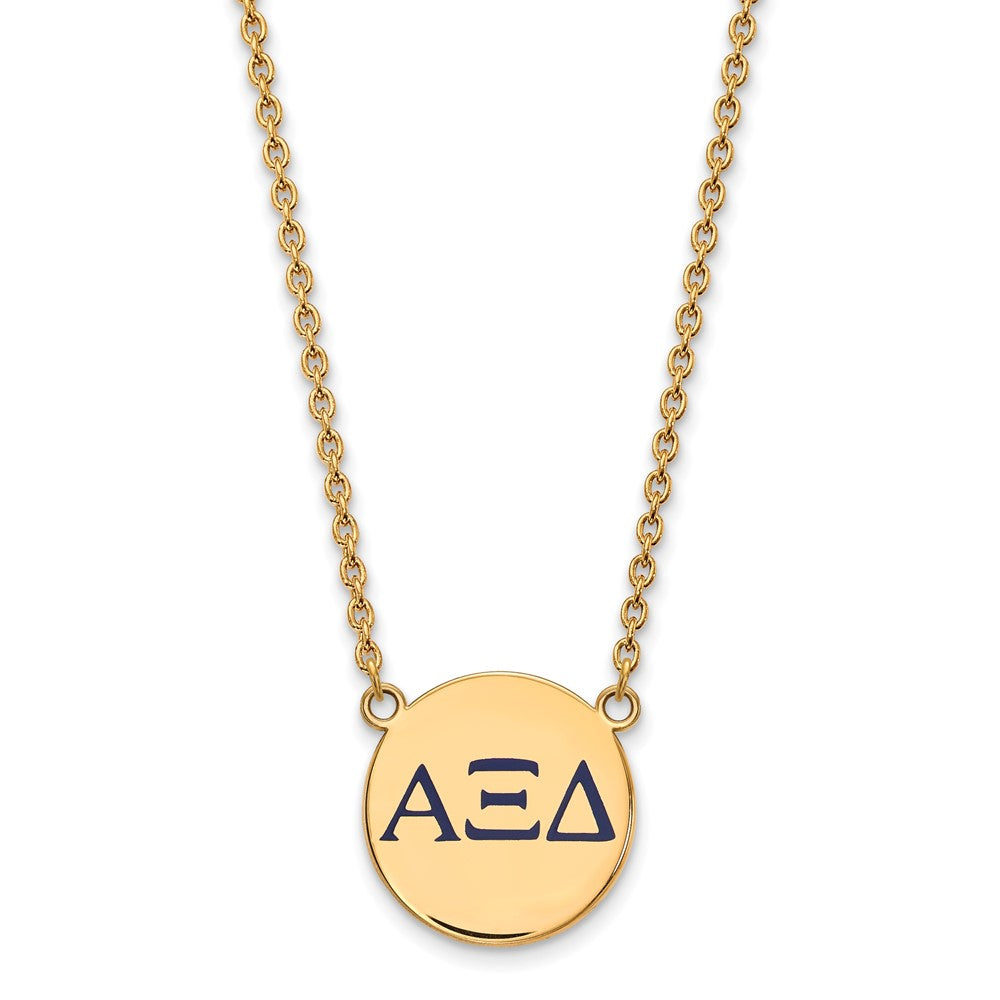 Sterling Silver Gold-plated LogoArt Alpha Xi Delta Sorority Greek Letters Large Color Enamel Pendant 18 inch Necklace