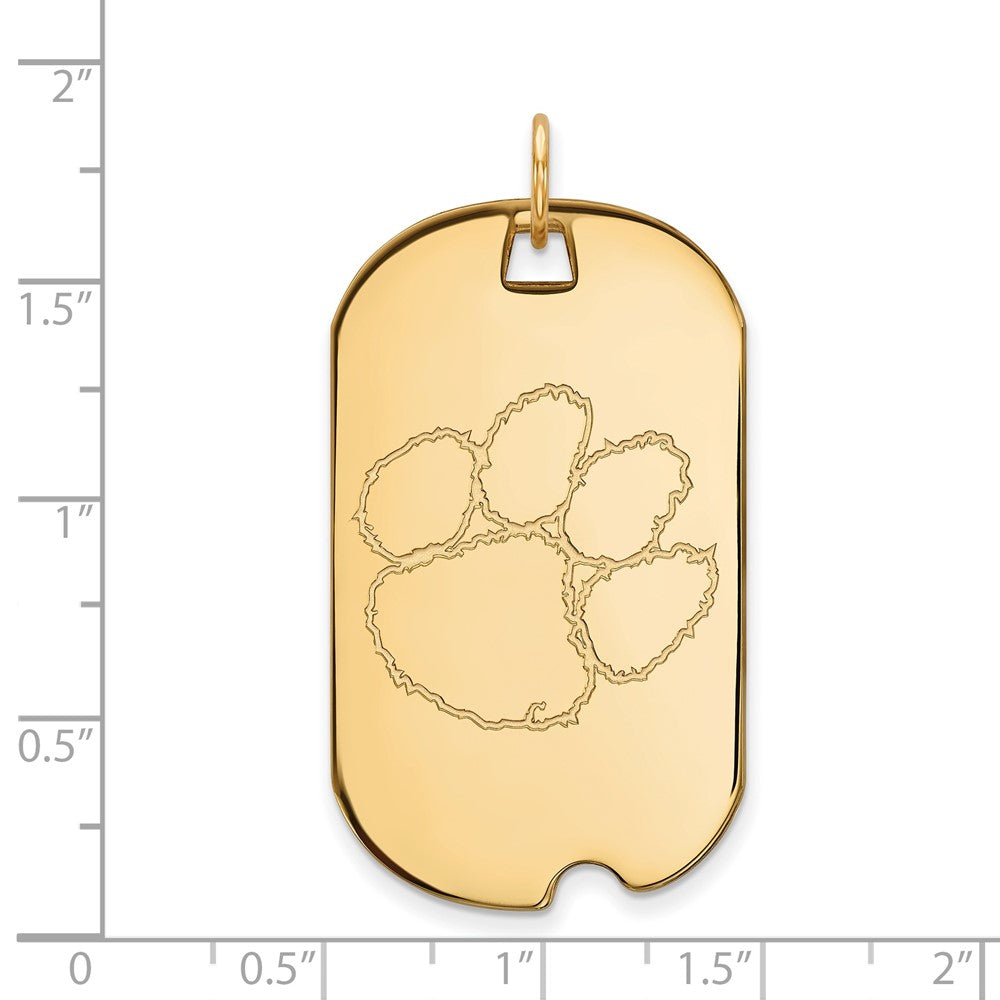14k Gold LogoArt Clemson University Tiger Paw Large Dog Tag Pendant