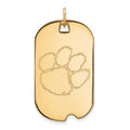 14k Gold LogoArt Clemson University Tiger Paw Large Dog Tag Pendant