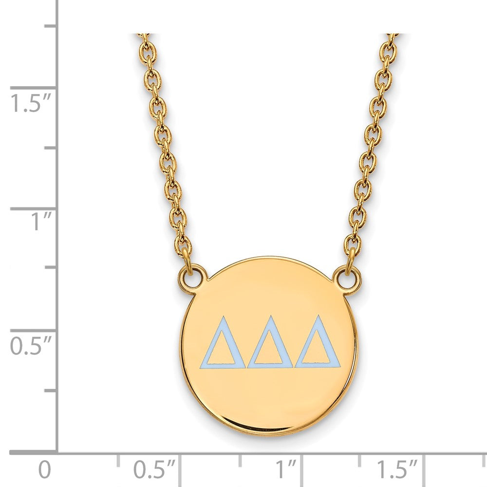 Sterling Silver Gold-plated LogoArt Delta Delta Delta Sorority Greek Letters Large Color Enamel Pendant 18 inch Necklace