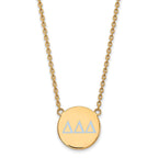 Sterling Silver Gold-plated LogoArt Delta Delta Delta Sorority Greek Letters Large Color Enamel Pendant 18 inch Necklace