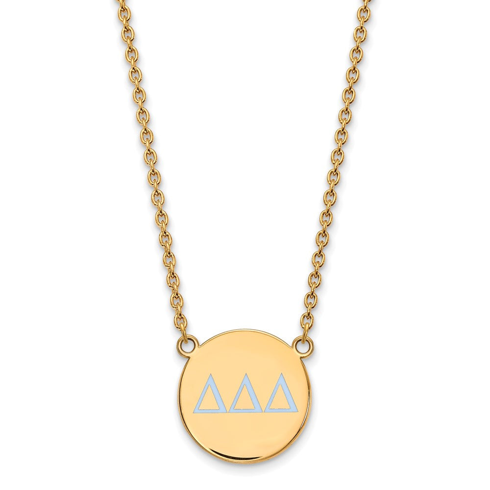 Sterling Silver Gold-plated LogoArt Delta Delta Delta Sorority Greek Letters Large Color Enamel Pendant 18 inch Necklace
