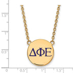 Sterling Silver Gold-plated LogoArt Delta Phi Epsilon Sorority Greek Letters Large Color Enamel Pendant 18 inch Necklace