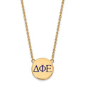 Sterling Silver Gold-plated LogoArt Delta Phi Epsilon Sorority Greek Letters Large Color Enamel Pendant 18 inch Necklace