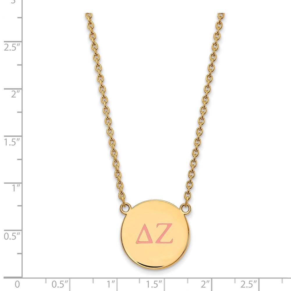 Sterling Silver Gold-plated LogoArt Delta Zeta Sorority Greek Letters Large Color Enamel Pendant 18 inch Necklace