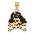 Sterling Silver Gold-plated LogoArt East Carolina University Pirate Large Enameled Pendant