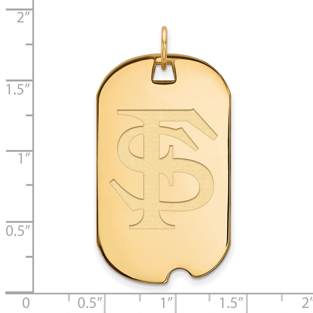 14k Gold LogoArt Florida State University F-S Large Dog Tag Pendant