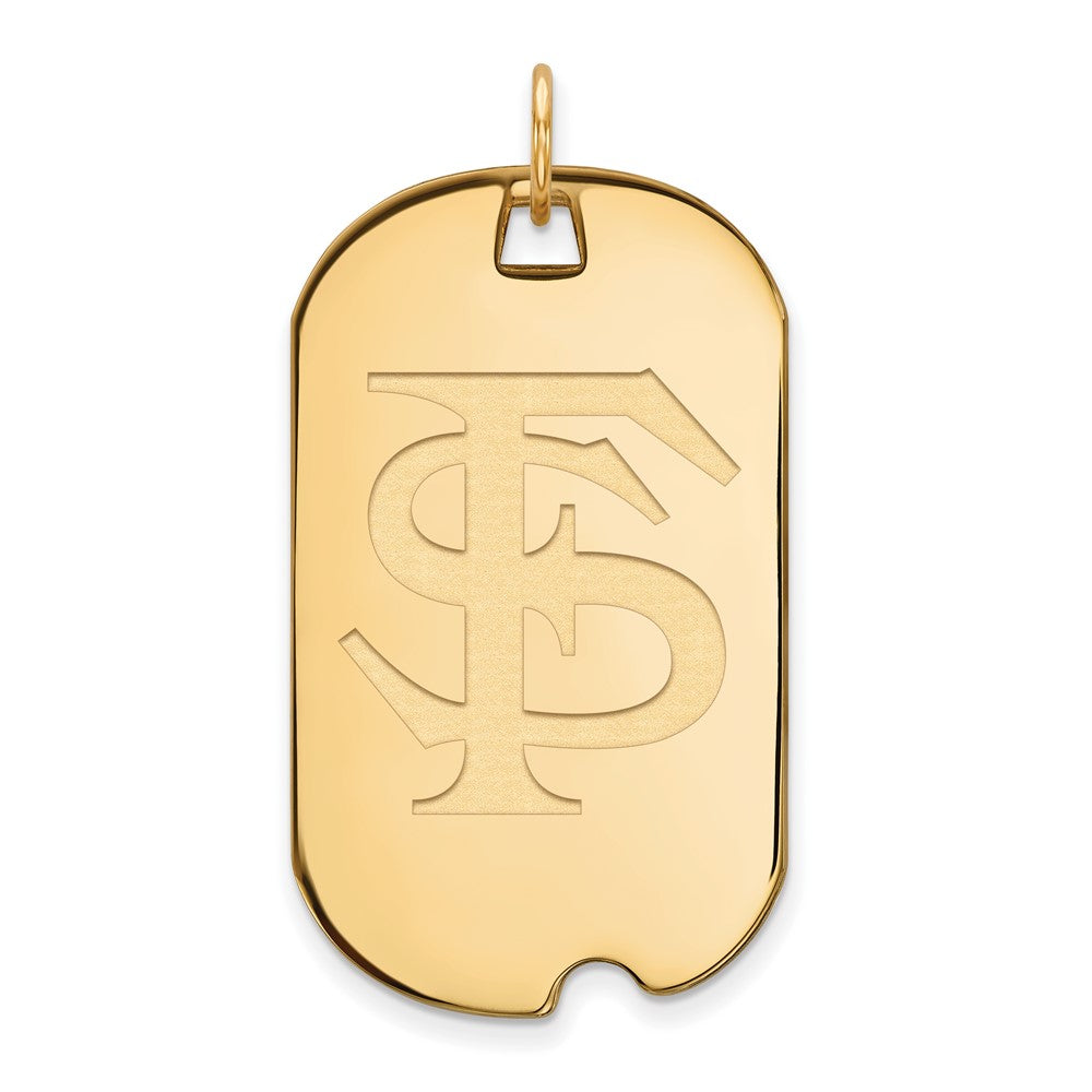 Sterling Silver Gold-plated LogoArt Florida State University F-S Large Dog Tag Pendant
